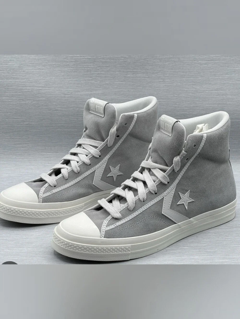 Converse Star Player 76 High Top Sneakers - Light Gray Suede UNISEX